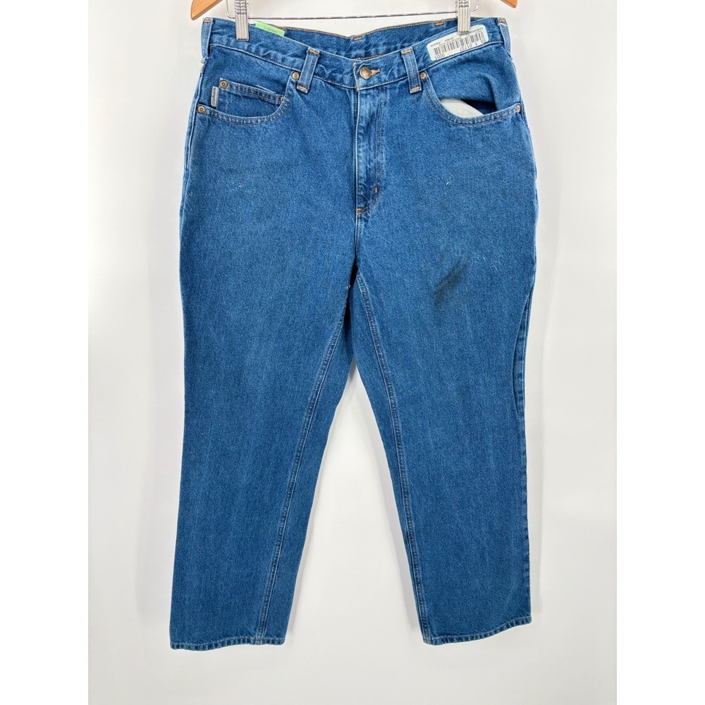 Carhartt Mens 34x30 Workwear Indigo Blue Light Distressed‎ Faded Denim Jeans